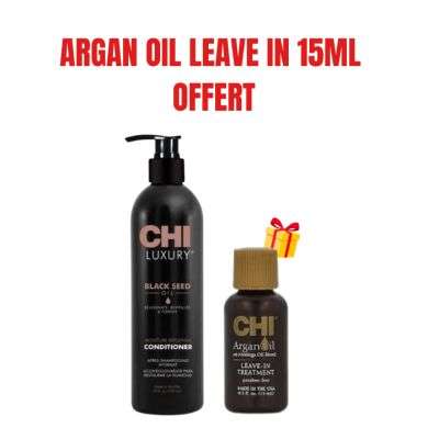 CHI OFFRE BLACK SEED APRES SHAMPOING HYDRATANT 739 ML + ARGAN OIL LEAVE IN TREATMENT 15 ML