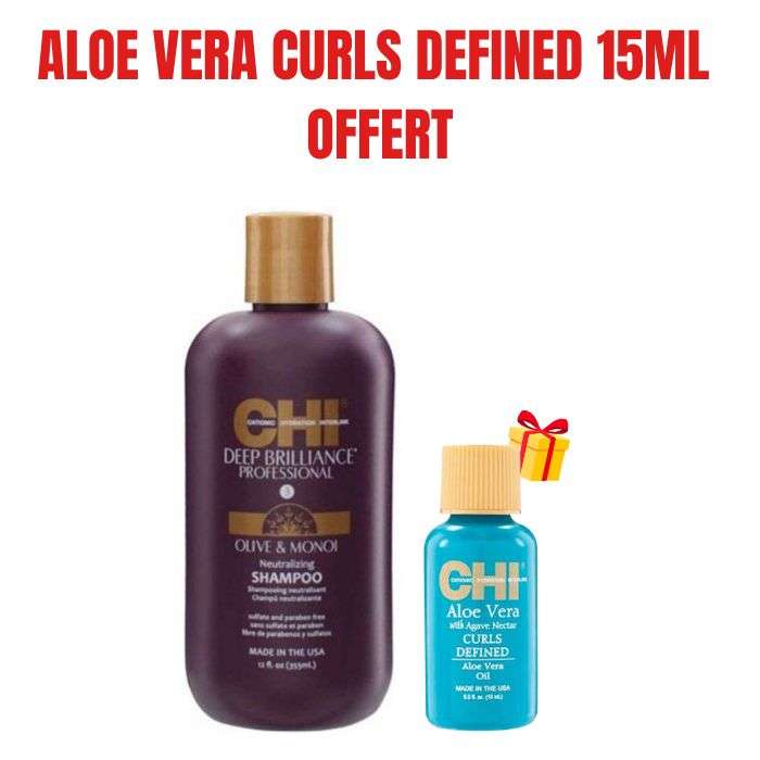 CHI OFFRE DEEP BRILLANCE OPTIMUM SHAMPOING HYDRATANT 355 ML + ALOE VERA CURLS DEFINED 15 ML OFFERT
