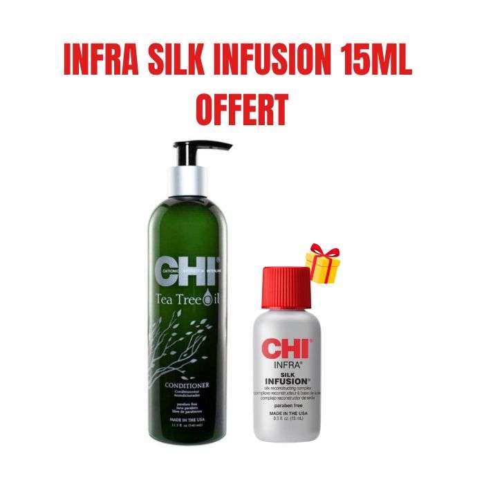 CHI OFFRE HUILE ARBRE DE THE APRES SHAMPOOING 340 ML + INFRA SILK INFUSION 15 ML OFFERT