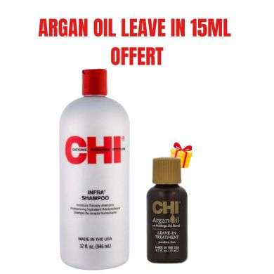 CHI OFFRE INFRA SHAMPOOING 946 ML + ARGAN OIL LEAVE IN TREATMENT 15 ML OFFERT