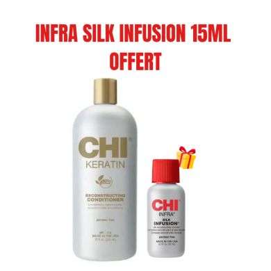 CHI OFFRE KERATIN CONDITIONNEUR RECONSTRUCTEUR PH3.5 946 ML + INFRA SILK INFUSION 15 ML OFFERT