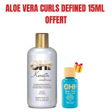 CHI OFFRE KERATINE APRES SHAMPOOING RECONSTRUCTEUR 355 ML + ALOE VERA CURLS DEFINED 15 ML OFFERT