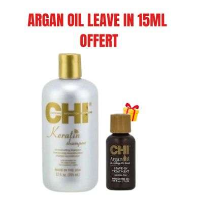 CHI OFFRE KERATINE SHAMPOOING 355 ML + ARGAN OIL LEAVE IN TREATMENT 15 ML OFFERT