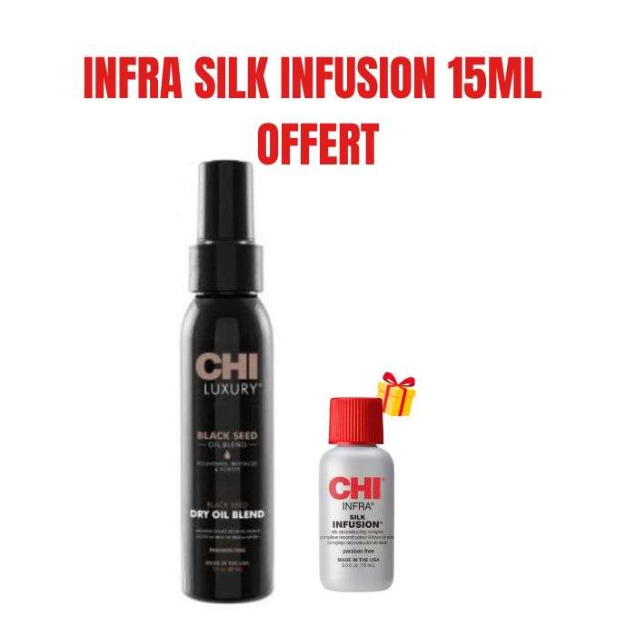 CHI OFFRE LUXURY BLACK SEED OIL HUILE SECHE 89 ML + INFRA SILK INFUSION 15 ML OFFERT