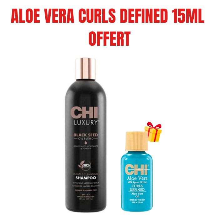CHI OFFRE LUXURY BLACK SEED OIL SHAMPOOING NETTOYANT DOUX 355 ML +ALOE VERA CURLS DEFINED 15 ML OFFERT
