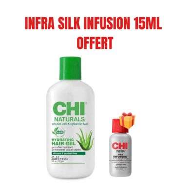CHI OFFRE NATURALS ALOE VERA ET HYALURONIQUE ACIDE GEL HYDRATANT 177 ML + INFRA SILK INFUSION 15 ML OFFERT