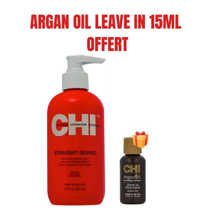 CHI OFFRE STRAIGHT GUARD 251 ML + ARGAN OIL LEAVE IN TREATMENT 15 ML OFFERT