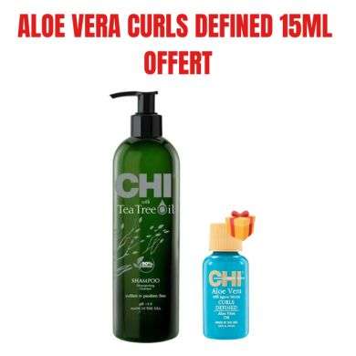 CHI OFFRE TEA TREE OIL SHAMPOING 739ML + ALOE VERA CURLS DEFINED 15 ML OFFERT