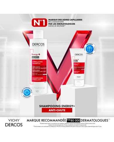VICHY DERCOS OFFRE SHAMPOOING ENERGY+ 200ML + SHAMPOOING FORMAT VOYAGE OFFERT