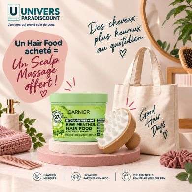 GARNIER OFFRE ULTRA DOUX HAIR FOOD 3 EN 1 KIWI 390 ML +SCALPER MASSAGE OFFERT