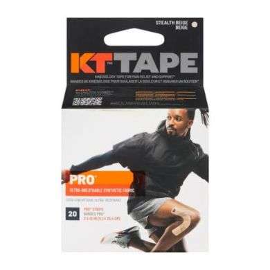 KT TAPE PRO TISSU SYNTHETIQUE ULTRA RESPIRANT 20 STRIPS 5.1 X 25.4 CM STEALTH BEIGE