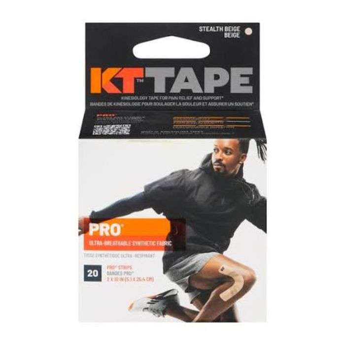KT TAPE PRO TISSU SYNTHETIQUE ULTRA RESPIRANT 20 STRIPS 5.1 X 25.4 CM STEALTH BEIGE