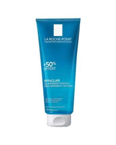LA ROCHE POSAY EFFACLAR GEL MOUSSANT PURIFIANT EQUILIBRE LE PH DE LA PEAU 200 ML + 50% OFFERT (300ML)
