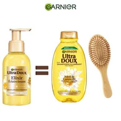 GARNIER OFFRE ULTRA DOUX CAMOMILLE SHAMPOING 400ML +SERUM 120ML + BROSSE OFFERTE