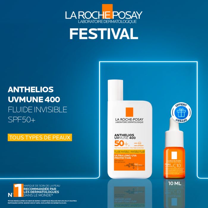 LA ROCHE POSAY OFFRE WEB ANTHELIOS UVMUNE 400 FLUIDE SOLAIRE INVISIBLE SPF 50+ 50 ML + SERUM VITC 10ML OFFERT