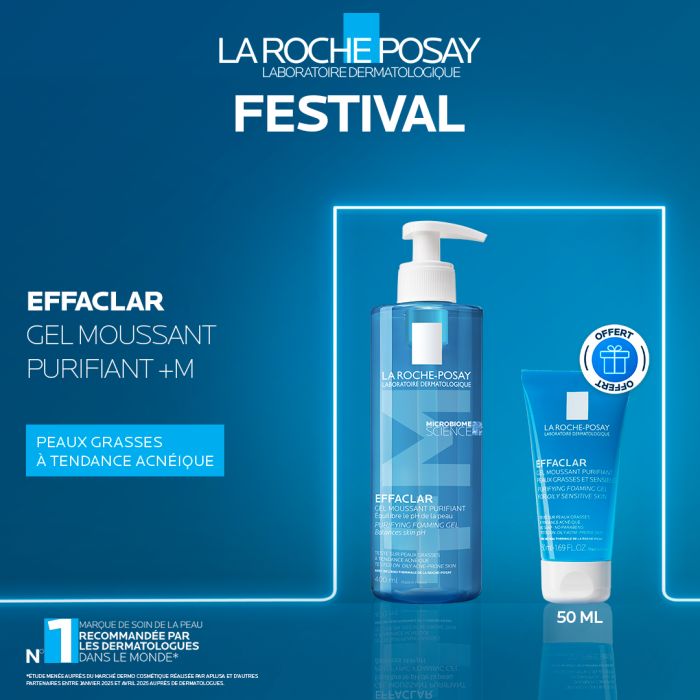 LA ROCHE POSAY OFFRE WEB EFFACLAR GEL MOUSSANT PURIFIANT PEAUX SENSIBLES GRASSES 400 ML +GEL 50ML OFFERT