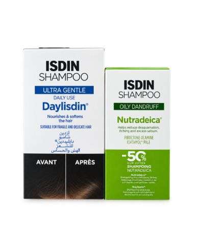 ISDIN DUO SHAMPOOING DAYLISDIN 400ML + NUTRADEICA ANTI PELLICULES GRASSES 200ML