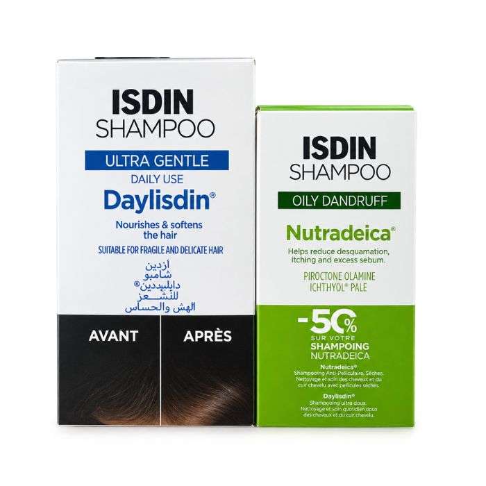 ISDIN DUO SHAMPOOING DAYLISDIN 400ML + NUTRADEICA ANTI PELLICULES GRASSES 200ML