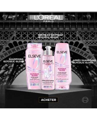 ELSEVE COFFRET GLYCOLIC GLOSS EXTRA GLOSS SHAMPOING + APRES SHAMPOING + CREME