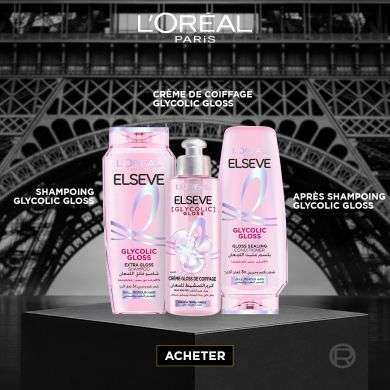 ELSEVE COFFRET GLYCOLIC GLOSS EXTRA GLOSS SHAMPOING + APRES SHAMPOING + CREME