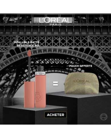 L'OREAL PARIS OFFRE INFAILLIBLE ROUGE A LEVRES MATTE RESISTANCE+ POUCH OFFERT