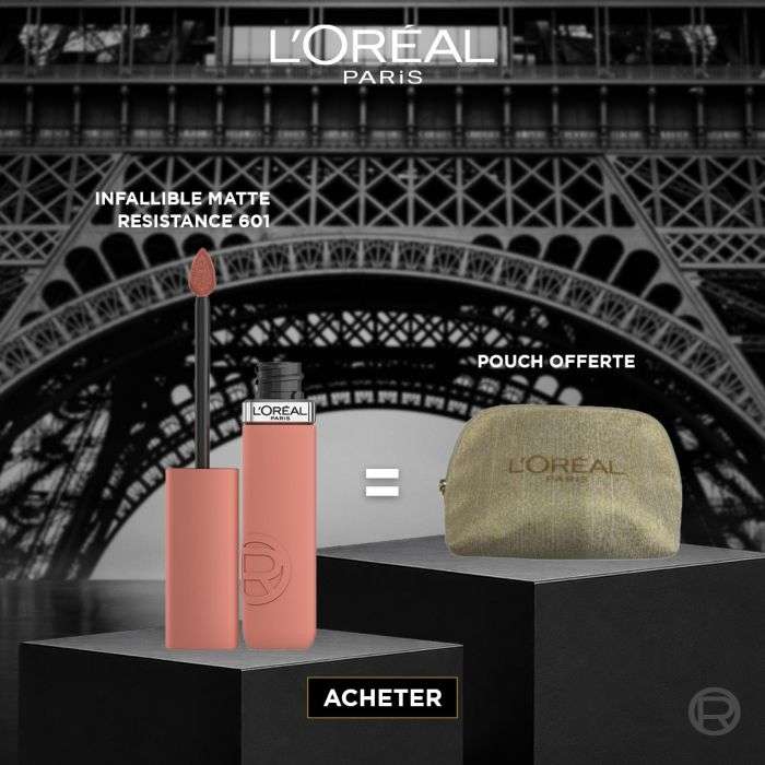 L'OREAL PARIS OFFRE INFAILLIBLE ROUGE A LEVRES MATTE RESISTANCE+ POUCH OFFERT