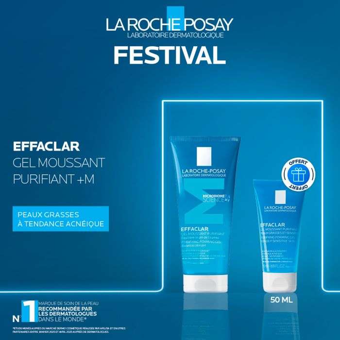 LA ROCHE POSAY OFFRE EFFACLAR GEL MOUSSANT PURIFIANT EQUILIBRE LE PH DE LA PEAU 200 ML + GEL 50 ML OFFERT