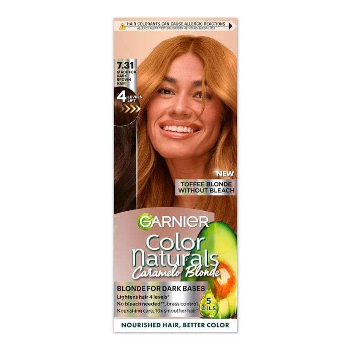 GARNIER COLOR NATURALS CARAMELO BLONDE TOFEE BLONDE WITHOUR BLEACH 7.31