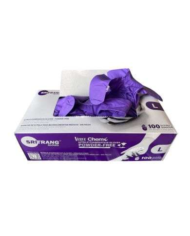 SRITRANG GLOVES GANTS DE NITRILE POUR EXAMEN TAILLE L 100 UNITES
