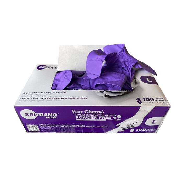 SRITRANG GLOVES GANTS DE NITRILE POUR EXAMEN TAILLE L 100 UNITES