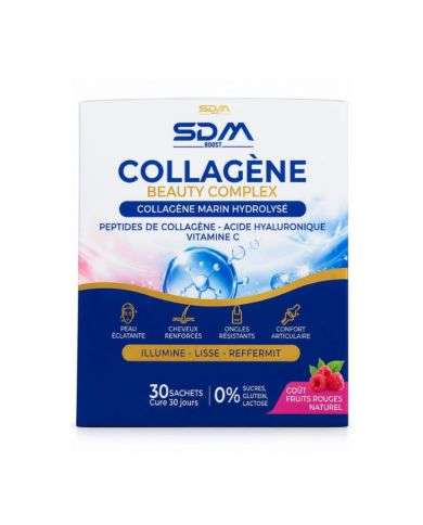 SDM BOOST COLLAGENE BEAUTY COMPLEX COLLAGENE MARIN HYDROLYSE GOUT FRUITS ROUGES NATUREL 30 SACHETS