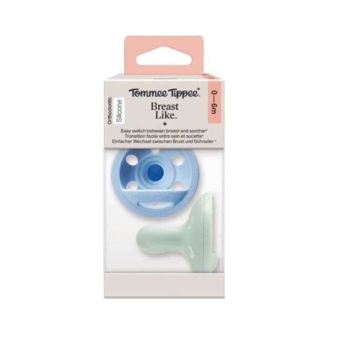 TOMMEE TIPPEE BREAST LIKE SUCETTES ORTHODONTIC SILICONE 0-6 MOIS BLEU ET VERT
