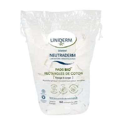 GILBERT NEUTADERM RECTANGLES DE COTON PADS BIO BEBE SACHET DE 180 UNITES