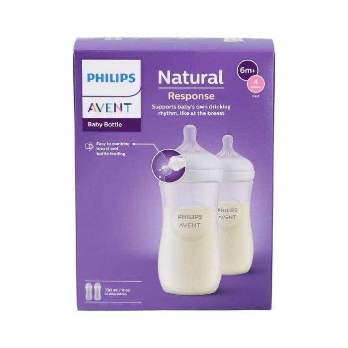 AVENT NATURAL RESPONSE 2 BIBERONS 6 MOIS + 4 FAST 330 ML