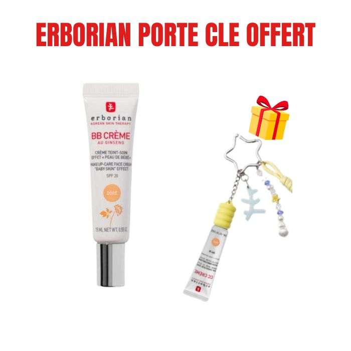 ERBORIAN OFFRE BB CREME AU GINSENG CREME TEINT DORE SPF20 15 ML + PORTE CLE OFFERT