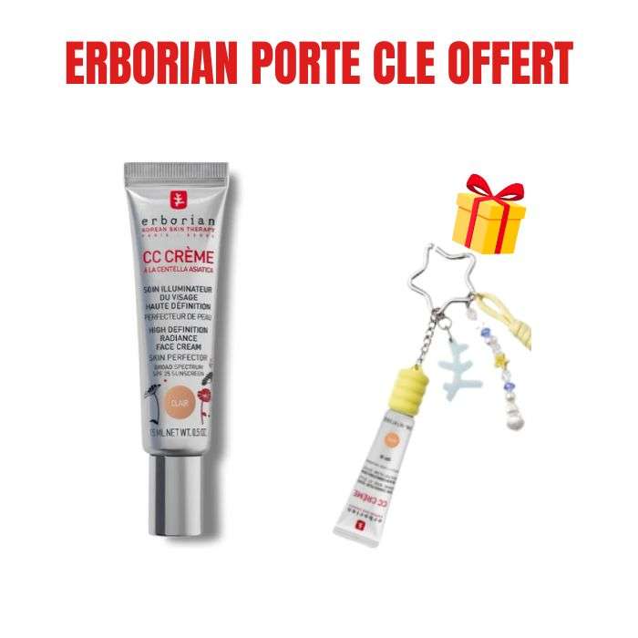 ERBORIAN OFFRE CC CREME A LA CENTELLA CLAIR SOIN ILLUMINATEUR VISAGE SPF 25 15 ML + PORTE CLE OFFERT