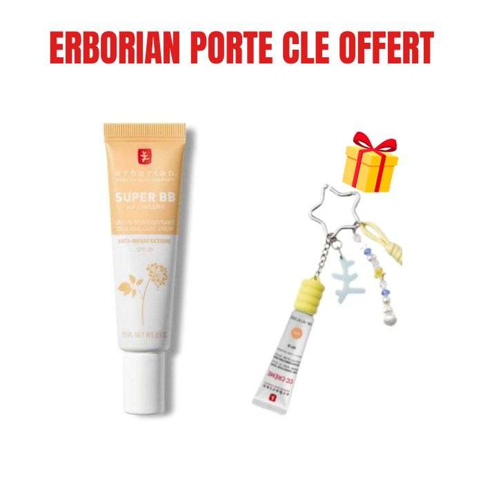 ERBORIAN OFFRE SUPER BB CREME SOIN COUVRANTE SPF20 NUDE 15ML + PORTE CLE OFFERT