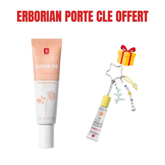 ERBORIAN OFFRE SUPER BB CREME SOIN COUVRANTE SPF20 CLAIR 15ML + PORTE CLE OFFERT