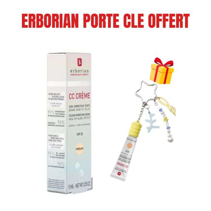 ERBORIAN OFFRE CC CREME SOIN CORRECTEUR SPF 30 TEINTE PORCELAIN 15 ML + PORTE CLE OFFERT