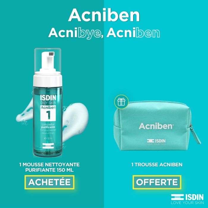 ISDIN OFFRE TEEN SKIN ACNIBEN 1 NETTOYANT PURIFIANT 150 ML + TROUSSE ACNIBEN OFFRETE