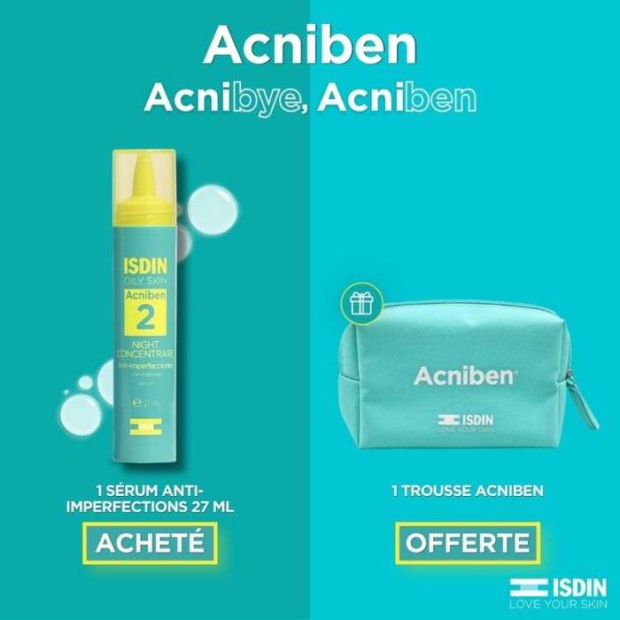 ISDIN OFFRE ACNIBEN 2 CONCENTRE NUIT 27 ML + TROUSSE ACNIBEN OFFERTE