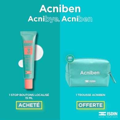 ISDIN OFFRE TEEN SKIN ACNIBEN 3 ON THE SPOT CORRECTEUR LOCALISER 15 ML + TROUSSE ACNIBEN OFFERTE