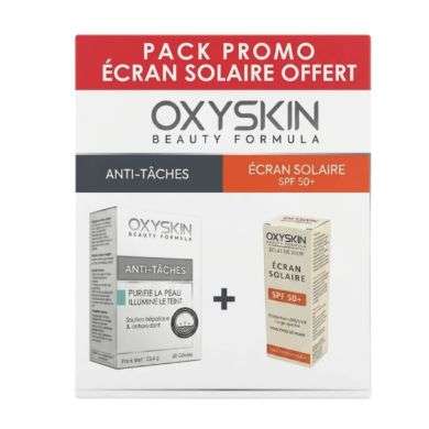 OXYSKIN OFFRE ANTI TACHES 60 GELULES + ECRAN SOLAIRE SPF 50+ OFFERT