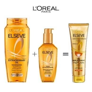 ELSEVE ROUTINE HUILE EXTRAORDINAIRE SHAMPOING + HUILE +OIL REPLACEMENT