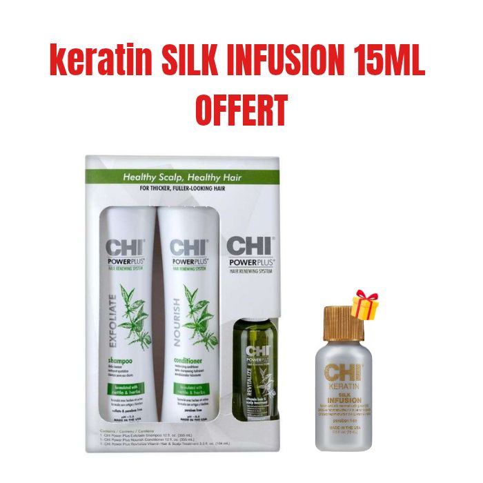 CHI OFFRE COFFRET POWER PLUS HAIR RENEWING SYSTEM + KERATIN SILK INFUSION 15 ML OFFERT