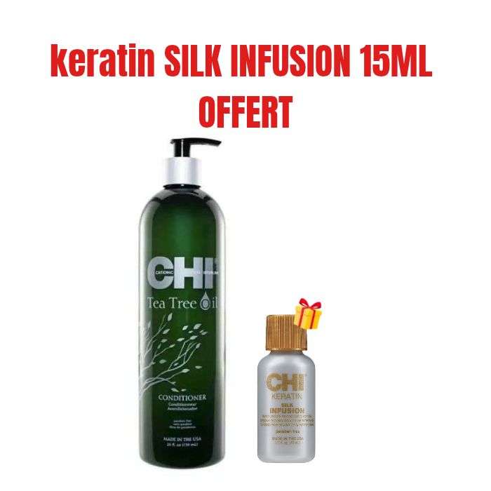 CHI OFFRE TEA TREE OIL APRES SHAMPOING 739ML + KERATIN SILK INFUSION 15 ML OFFERT