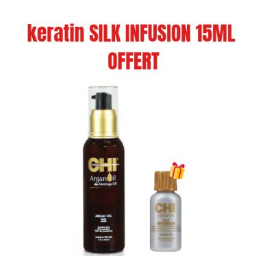 CHI OFFRE ARGAN OIL ET MORINGA HUILE CHEVEUX 89 ML + KERATIN SILK INFUSION 15 ML OFFERT