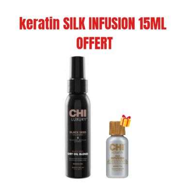 CHI OFFRE LUXURY BLACK SEED OIL HUILE SECHE 89 ML + KERATIN SILK INFUSION 15 ML OFFERT
