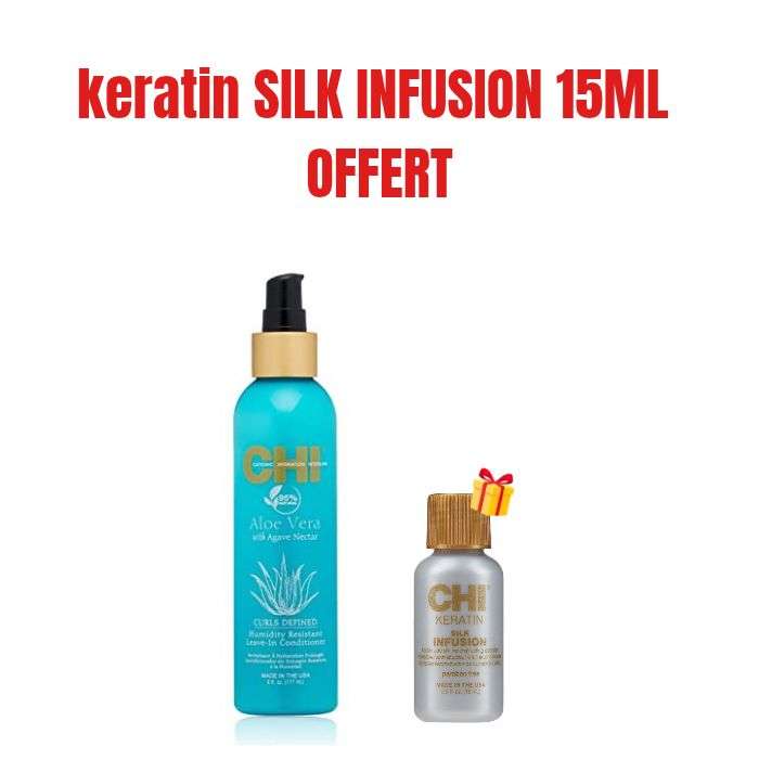CHI OFFRE ALOE VERA LEAVE IN CONDITIONER 177 ML + KERATIN SILK INFUSION 15 ML OFFERT
