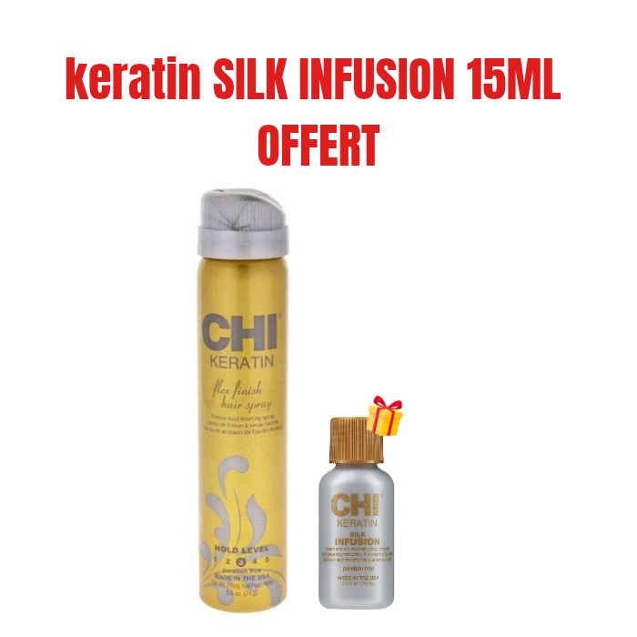 CHI OFFRE KERATIN FLEX FINISH HAIR SPRAY HOLD 74 G + KERATIN SILK INFUSION 15 ML OFFERT